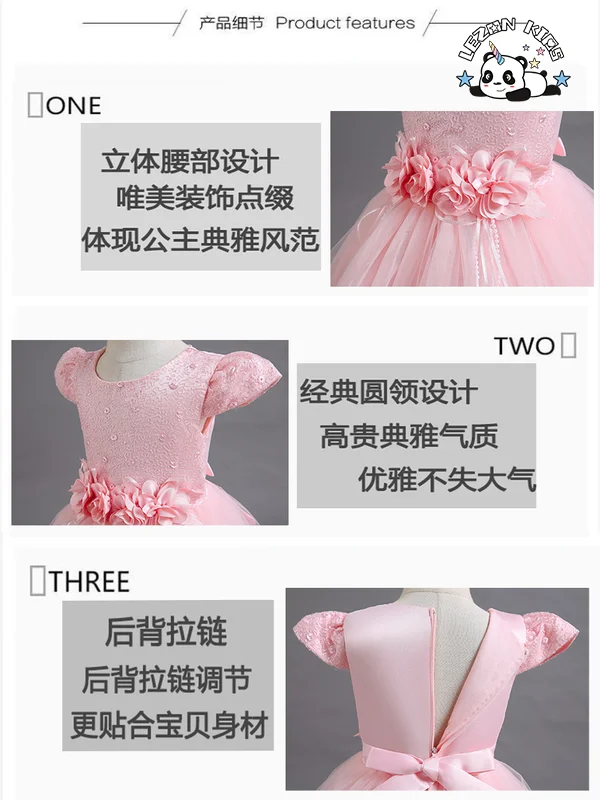 LEZONKIDS - 2022 New Girl's Dress Mesh Flower Dress Foreign Trade Children's Dress Spot Wholesale